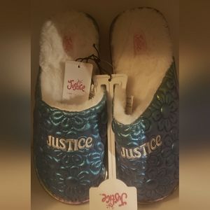 Justice Girls Slip On Cozy Slippers Size 6 Rainbow Colorful Flowers